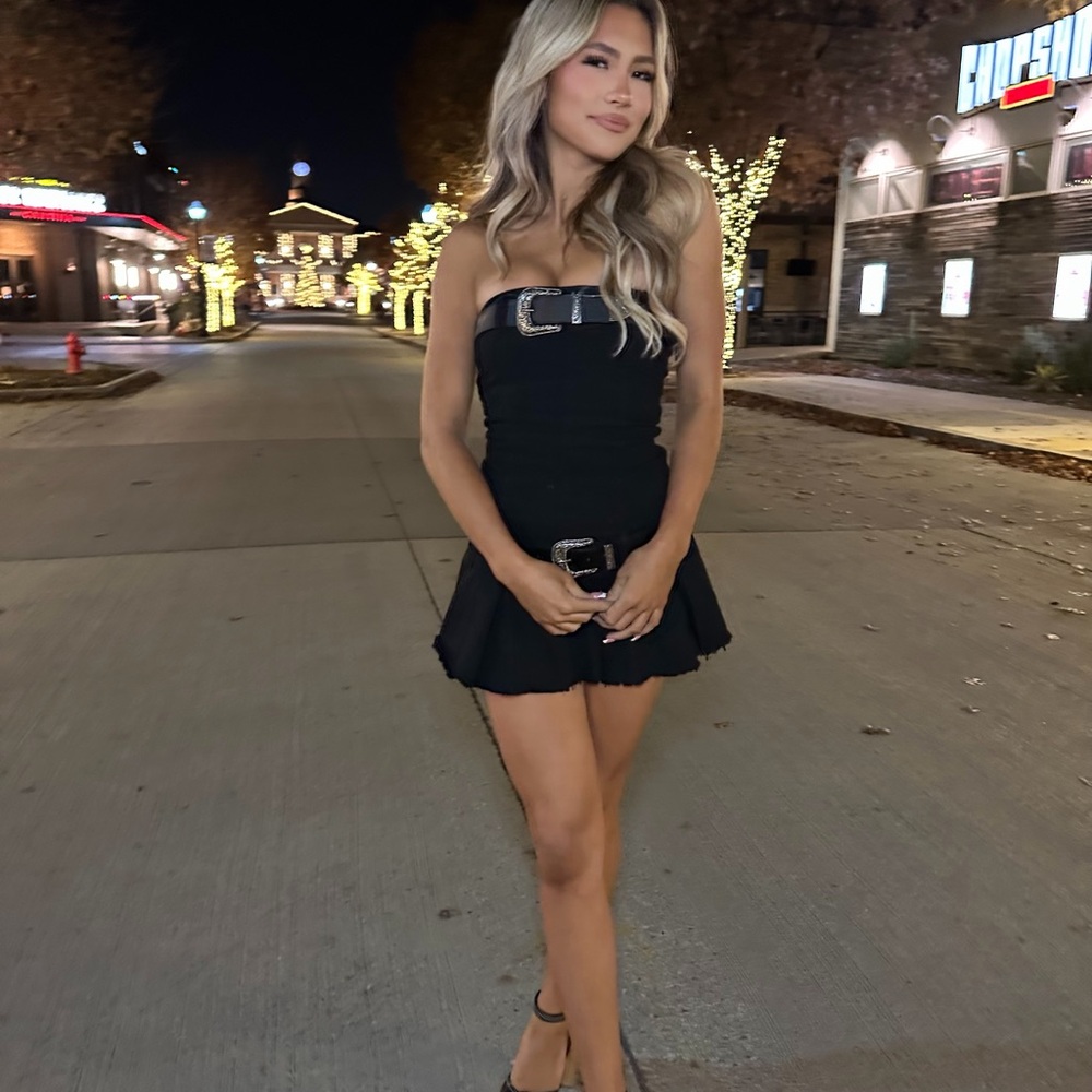 Edikted Black Mini Dress with Buckle Detail